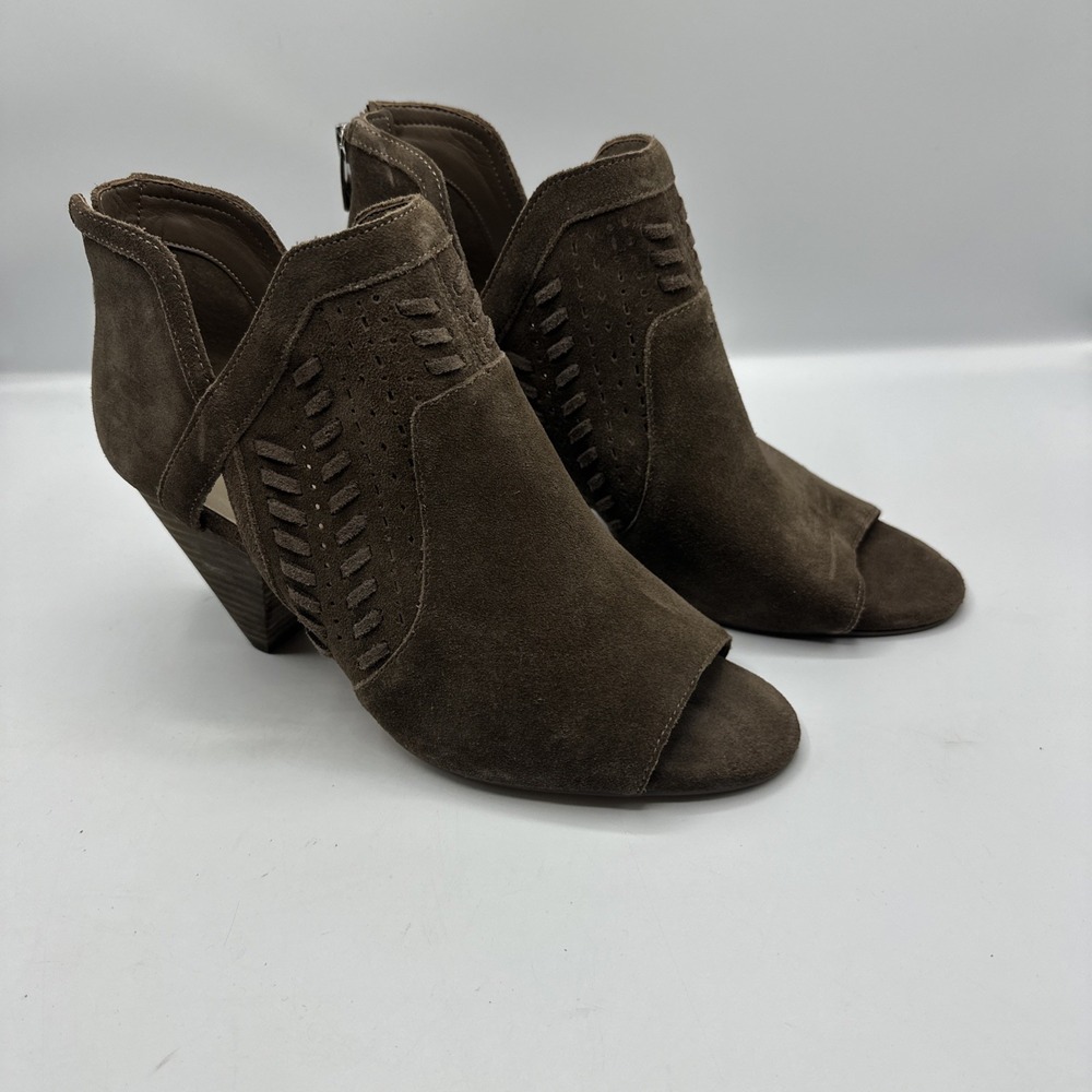 Vince Camuto‎ Women's 9 1/2 Suede Ebelin Open Toe Boots Taupe Bootie